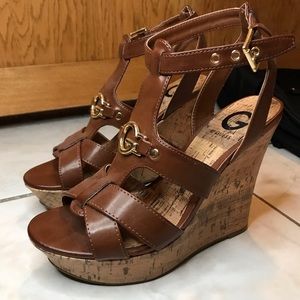 GUESS Brown Ankle Wedges Heels